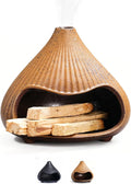 Retro Ceramic Palo Santo Holder, Sage Smudge Burner, Mini Fireplace Mount Fuji Chimney Incense Ash Catcher, Boho Zen Meditation Home Decor Gift (Rustic Brown)