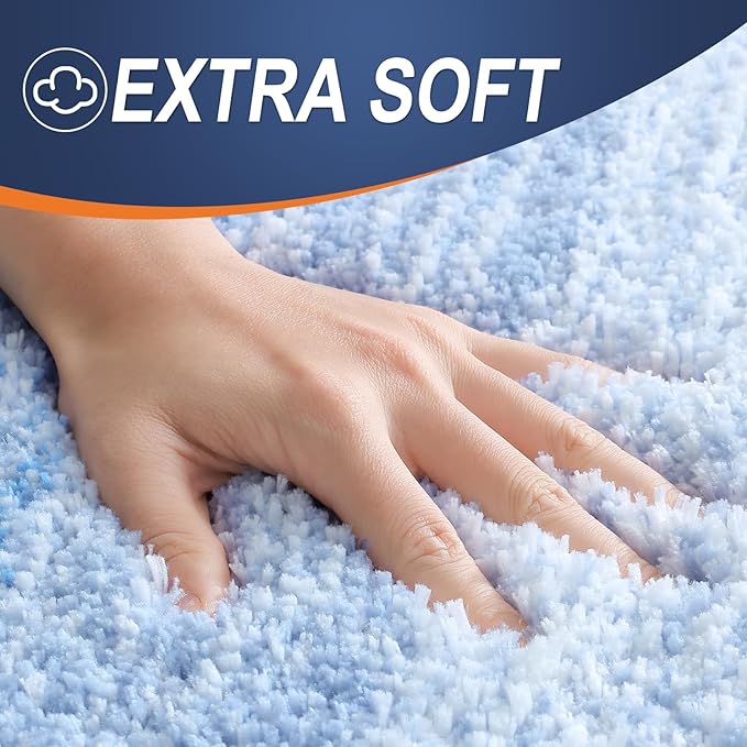 OLANLY Large Bathroom Rugs Mat 54x24, Extra Soft Absorbent Microfiber Bath Rugs, Rubber Backing, Quick Dry, Washable Bath Mats for Bathroom Floor, Tub and Shower, Home Decor Accessories, Light Blue