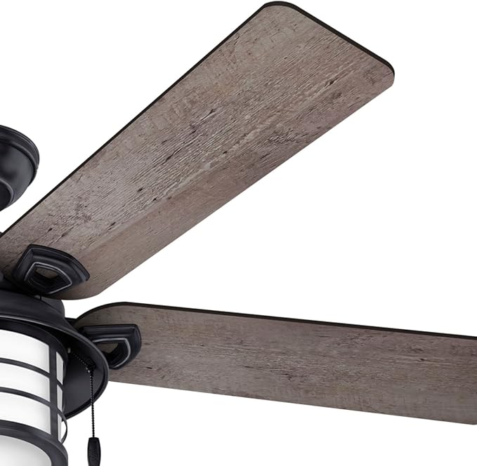 Hunter Key Biscayne, Outdoor or Indoor, Rustic, 54 inch, Weathered Zinc | Ceiling Fan, with LED Light, Standard Mount, Pull Chain, For Bedroom, Living Room, Patio, 59135