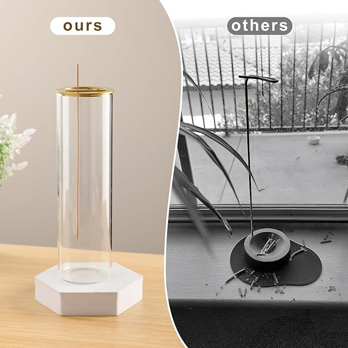 Ceremony Incense Holder, 2 in 1 Incense Burner for Sticks, Ash-Proof Glass Incense Burner for Meditation Yoga Spa Room Decor Ceremonial Incense Incense Incense Scent Holder, 2 in 1