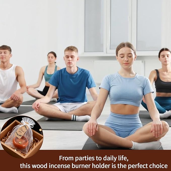 20 Wooden Incense Holder for Stick, Incense Stick Holder with Ash Catcher, Incenses Burner for Aromatherapy Ornament, Home Decor Meditation Retreat Gift Yoga Gift Set | with Organza Bag & Tag