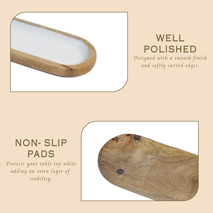 The Art Box Wooden Incense Holder for Sticks – 12 Inch Ash Catcher Incense Burner Tray, White Color, Modern Home Décor & Meditation Accessory