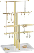 pickpiff Jewelry Organizer: 12.5" Sturdy Stand for 80 Pcs Jewelry, Shiny Gold