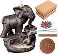Backflow Incense Holder Burner Handmade Ceramic Incense Cones Sticks Holder Home Decor Waterfall Backflow Incense Burner Censer + 10 Backflow Incense Cones Gift (Elephant)