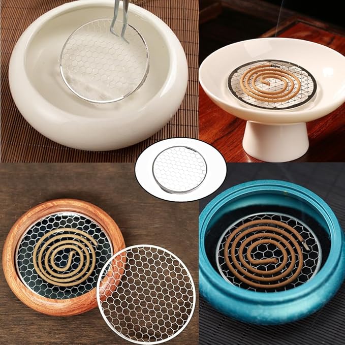 5 Pack Charcoal Incense Burner Mesh Screen Replacement Charcoal Discs Burner Screen Grille for Bakhoor Burner Charcoal Briquettes Charcoal Tablets Hanging Censer Resin Incense Burners Bowl