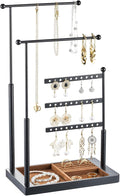 pickpiff Jewelry Organizer Holder Stand: 3 Tier Jewelry Storage Display for Necklace, Bracelet, Earring, Ring, Black & Brown