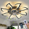 Modern Ceiling Fan with Lights, Black Flush Mount Ceiling Fan with Remote & APP Control, Dimmable LED Fan Light, 6 Speeds Low Profile Ceiling Fan for Bedroom Living Room