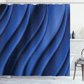 Ambesonne Navy Blue Shower Curtain, Ocean Waves Inspired Design with Digital Reflection Aqua Sea Abstract Art, Cloth Fabric Bathroom Decor Set with Hooks, 69" W x 70" L, Dark Blue