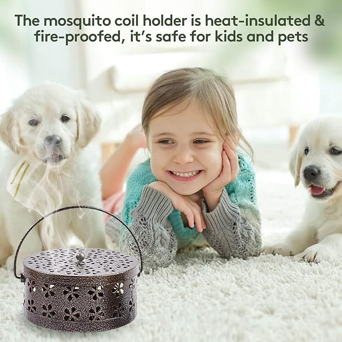 4 Pieces Mosquito Coil Holder Incense Coil Burner Indoor Outdoor Camping Use Portable Mosquito Repellent Coil Holder Incense Burner Holder (Bronze Blossom)