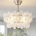 Silver Crystal Fandelier Ceiling Fans with Lights, 20" Silver Flower Chandelier Ceiling Fan with Light Remote Control, Caged Mid-Century with 6 Speeds for Bedroom, Nursery, Living Room