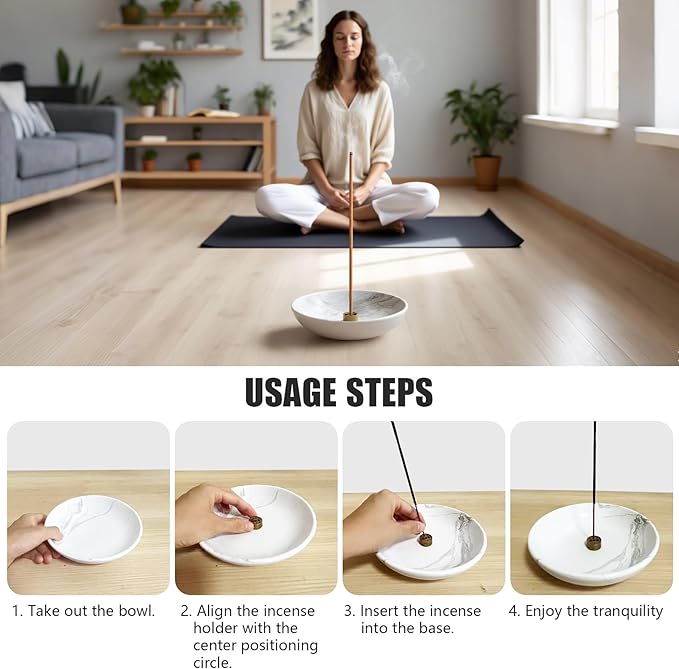 Incense Holder for Sticks Insence Bowl Round Minimalist Plate 6.2 ”