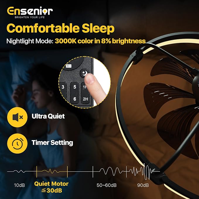 Ensenior Ceiling Fans with Lights and Remote, 24" Low Profile Ceiling Fan Flush Mount, APP Control, 6 Speed, 3CCT, Quiet Reversible DC Motor, Dimmable Modern Ceiling Fan with Light for Bedroom, Black