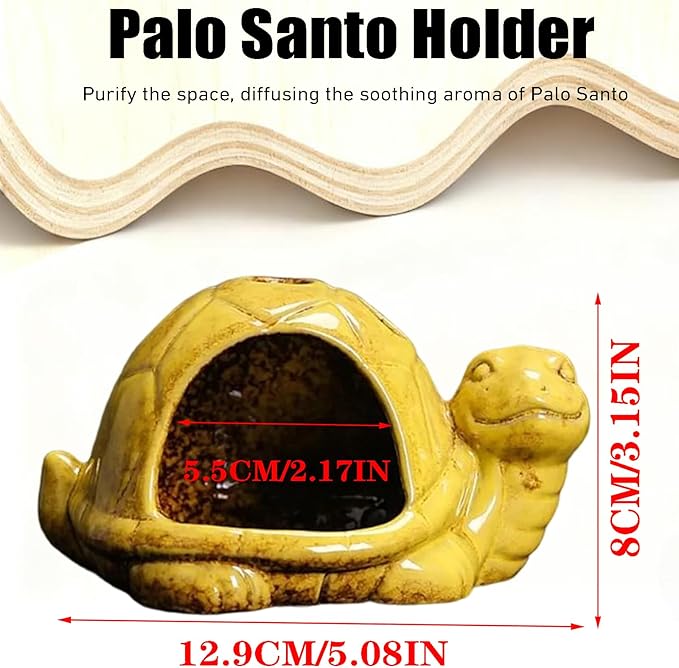 Ceramic Turtle Mini Chiminea- Multifunctional Incense Holder for Sage, Cone Incense, Copal & Small Candle | Aromatherapy Gift for Meditation, Yoga, Zen Spaces | Indoor Use, Hamster Nest Decor (Yellow)