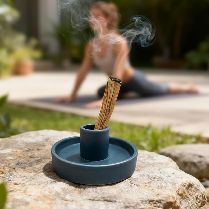 Palo Santo Holder, Ceramic Incense Stick Holder, Sage Holder for Yoga, Meditation, and Energy Cleansing, Unique Ceramic Incense Holder Gift for Palo Santo Sticks (Blue)