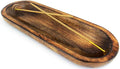 Dinil Incense Burner Holder – 11 Inch Natural Wood Ash Tray – Double Holes for Mixing Scents – Rustic Brown Finish – No Mess Elegant Design – Ideal for Yoga, Meditation Room, Home