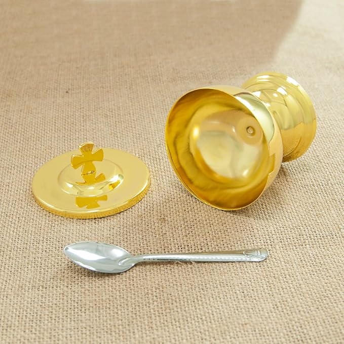 Orthodox Church Mass Supplies Greek Style Incense Burner Holy Grail with Spoon Religious Gift Altar Decoration (Holy Grail)