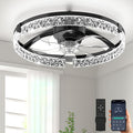 Ceiling Fans with Lights and Remote,20''Low Profile Ceiling Fan,3000-6000K Dimmable Modern Flush Mount LED Fan Light,6 Wind Speeds for Bedroom (Black, 20-inch Foldable Diamond)