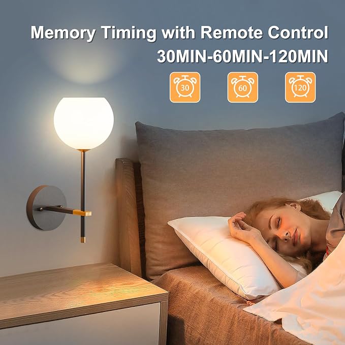 Black Gold Battery Operated Wall Sconces Set of 2, Rechargeable Wireless Wall Lights with Milky White Frosted Glass, 12 RGB and 3CCT Dimmable, Wall Lamps with Remote for Bedroom Living Room Hallway