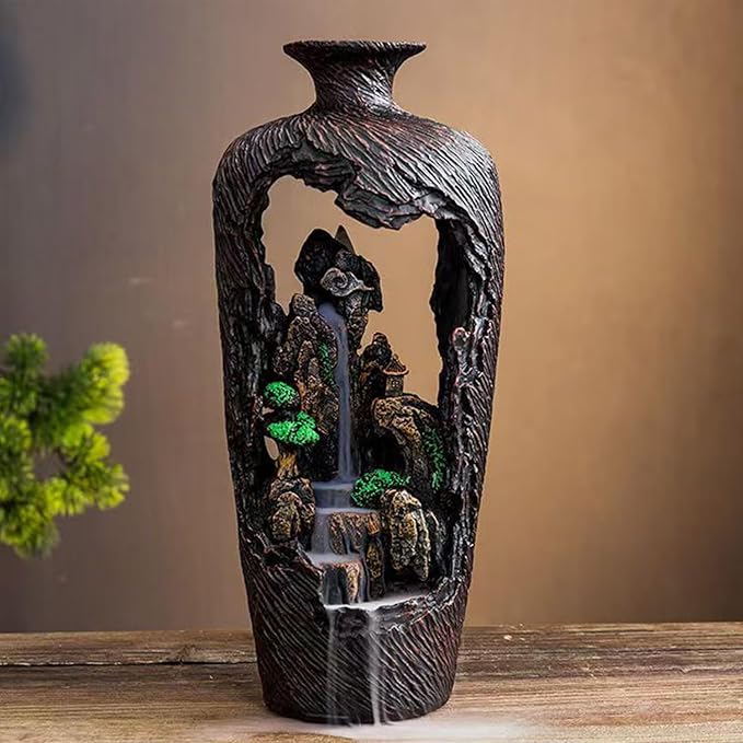 Backflow Incense Burner Cone Holder Waterfall Incense Burner Cool Inscent Fountain Falling Smoke Mountain Water Fall Incent Back Flow