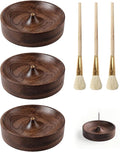 3PCS Incense Holder for Sticks with 3PCS Ash Brush, Wooden Black Walnut Burner Ash Catcher Bowl Tray for Home Décor, Meditation, Yoga, Spa