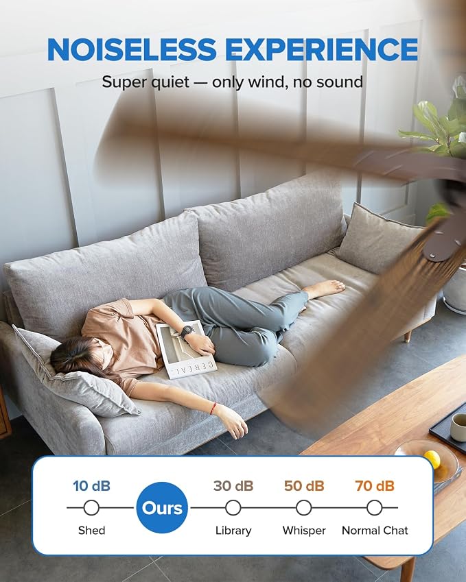 UME 60" Ceiling Fan with Lights & Remote, 6 Blades Low Profile Ceiling Fan, Quiet DC Motor, Natural Wind, 6 Speeds, 3CCT Dimmable 20W LED Modern Ceiling Fan for Bedroom, Living Room, Brown
