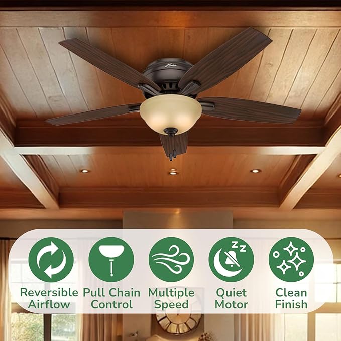 Hunter Newsome, Indoor, Ceiling Fan, Pull Chain, 52 inch, Premier Bronze