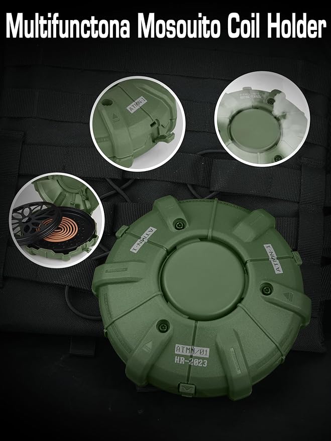 Mosquito Coil Holder - Incense Burner Holder,Mosquito Coil Burner Outdoor Gear & CS Game Tactical Accessories, Durable & Portable Outdoor Incense Holder（GN）