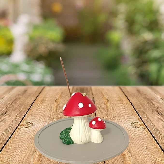 Mushroom Incense Holder for Sticks, Cute Mushroom Incense Burner Dual Sizes Holes for Sticks, Statue Christmas Home Decorations, Unique Gift for Women Men