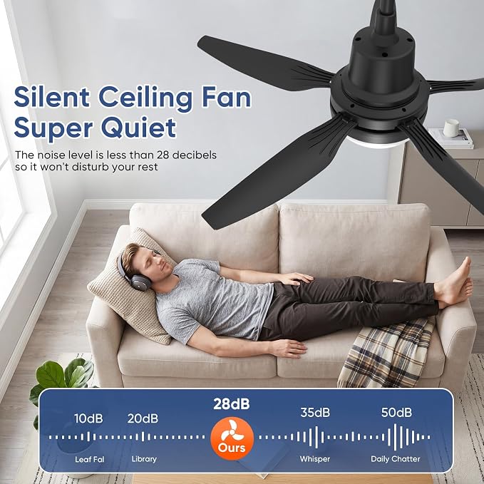 Plug in Ceiling Fan with Light,30" Portable Outdoor Ceiling Fans with Remote–4 Speeds,3000K-6500K LED Hanging Fan Light with Hook for Gazebos,Patios,Garage,Camping,RV,Workshops (Black)