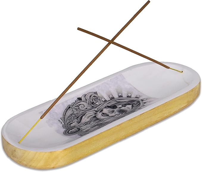 Yajna Traditional-Handmade Incense-Stick-and-Cones-Holder Incense-Burner-ash-Catcher-Stand Wooden-Tray-Holder (Angel Girl)