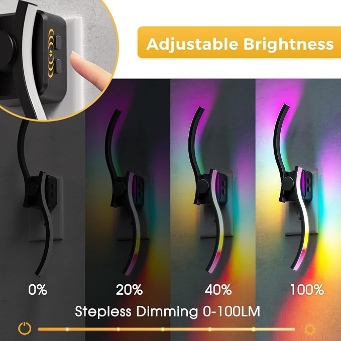 L LOHAS LED Night Light, 2 Pack Night Lights Plug into Wall | Modern Nightlight with Dusk to Dawn Sensor, 3000K & RBG Dimmable Wave Plug in Night Light, for Bedroom Bathroom Hallway