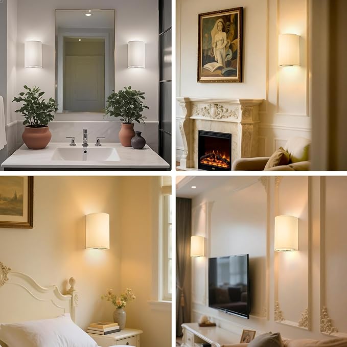 OCATO Battery Operated Wall Sconce: Wireless Wall Sconces Set of Two Battery Operated Magnetic Lamp Rechargeable Lights Dimmable with 16 RGB Colors with Remote Walls Decor for Bedroom Living Room