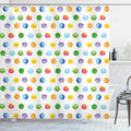 Ambesonne Abstract Shower Curtain, Big Polka Dots Colorful Circles Watercolor Paintbrush Modern Art, Cloth Fabric Bathroom Decor Set with Hooks, 69" W x 84" L, Multicolor White