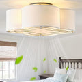 Caged Ceiling Fan with Light, Boho Flush Mount Ceiling Fan with Lights Remote Control, Rattan with 6 Speeds for Bedroom, Living Room, Foyer, Nursery