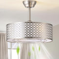 Silver Fandelier Ceiling Fan with Light, 20" Caged Boho Ceiling Fans with Lights and Remote, Mid Century with 6 Speeds for Bedroom, Living Room, Nursery