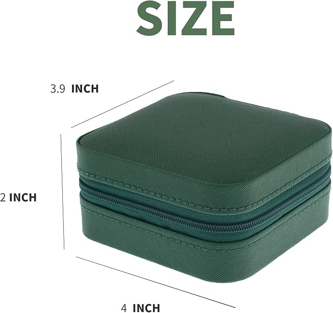 KElofoN Travel Jewelry Case with Mirror - Small Organizer Box for Girls & Women (Green-5)