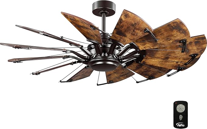 Progress Lighting Springer Collection DC Motor Farmhouse Windmill Ceiling Fan, Architectural Bronze, 12-Blade (52" W x 17-3/8" H) P250065-129