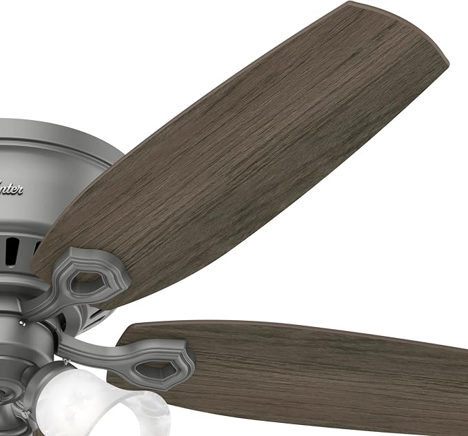 Hunter Builder, Indoor, Ceiling Fan, with LED Lights, 52 inch, Matte Silver