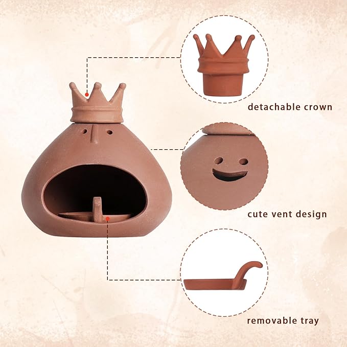 Terracotta Palo Santo Holder Incense Burner with Handcraft Small Ceramic Sage Burner Holder for Meditation Yoga Aromatherapy Study Home Decor Palo Santo Chimney Burning Bowl