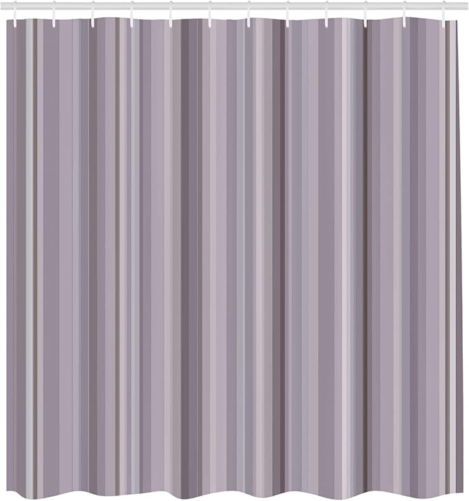Ambesonne Stripes Shower Curtain, Abstract Ocean Inspired Palette Lines Geometrical Image Illustration, Cloth Fabric Bathroom Decor Set with Hooks, 75" Long, Pale Mauve