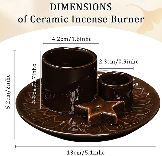Comeon Palo Santo Holder, Backflow Incense Burner Holder Candle Holder Sage Burner Holder for Burning, Ceramic Incense Holder for Sticks for Meditation Yoga Room