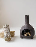 Sculptural Ceramic Incense Holder & Burner, Handmade Textured Clay with Black Glaze, for Sage & Palo Santo, Rustic Natural Decor for Wabi-Sabi Yoga & Meditation