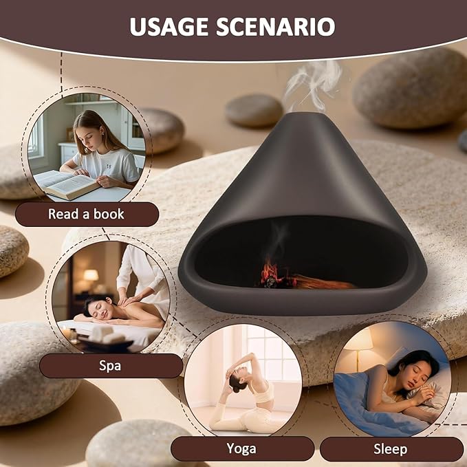 Palo Santo Holder & Mini Chiminea Ceramic Incense Burner for Sage, Cone Burning, Aromatic Home Decor & Incense Sticks with Ash Catcher, Ideal for Yoga & Meditation