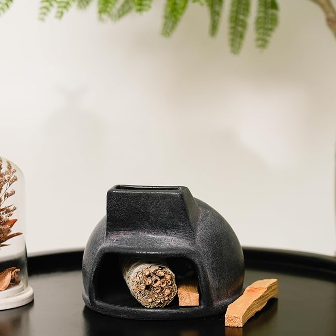 Terracotta Palo Santo Holder, Mini Mexican Style Chiminea Clay Incense Burner, Ceramic Aromatherapy Holder for Meditation, Yoga, Home Decor, Unique Meditation Gift