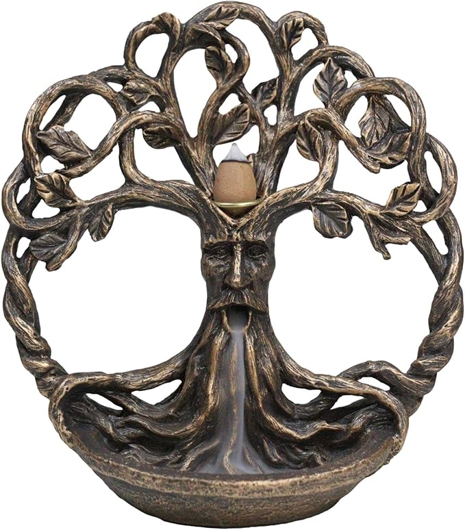 Ebros Gift Ethereal Forest Celtic Greenman Ent Tree of Life Backflow Incense Cone Burner Aroma Scent Figurine Mystical Earth Nature Deity