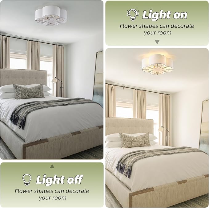 Caged Ceiling Fan with Light, Boho Flush Mount Ceiling Fan with Lights Remote Control, Rattan with 6 Speeds for Bedroom, Living Room, Foyer, Nursery