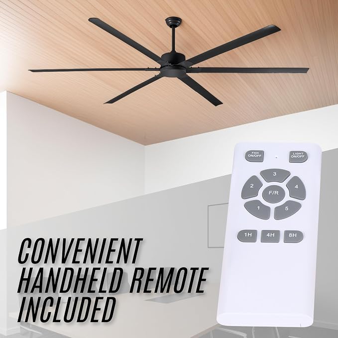 120-Inch Industrial Ceiling Fan – Powerful DC Motor & Heavy-Duty Steel Blades – Ultra-Quiet, Energy-Efficient Cooling for Warehouses, Gyms & Large Commercial Spaces – Covers 3,000+ Sq Ft