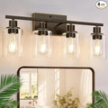 Indoi 4-Light Bathroom Light Fixtures, Oil-Rubbed Bronze Modern Vanity Lights with Clear Glass Shades, Bathroom Wall Lamp for Mirror Living Room Cabinet Bedroom Porch