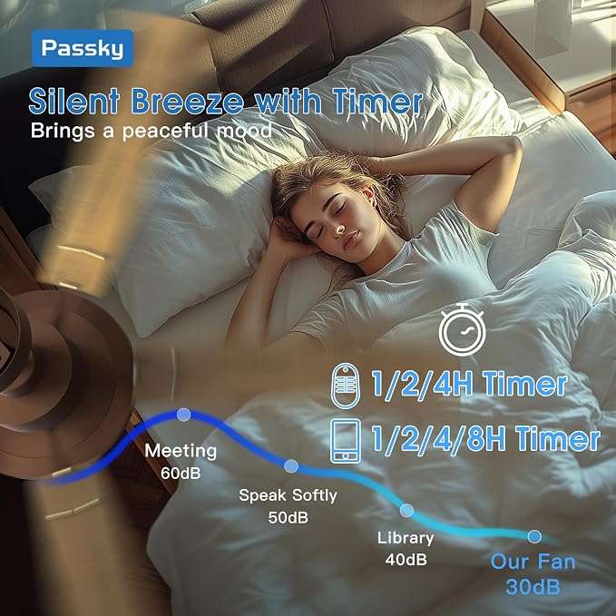 Passky Ceiling Fans with Lights, 52 inch Sleek Ceiling Fan with Light and Remote Control, 3CCT, Dimmable, Reversible, Noiseless, Brown Ceiling Fan for Bedroom, Living Room