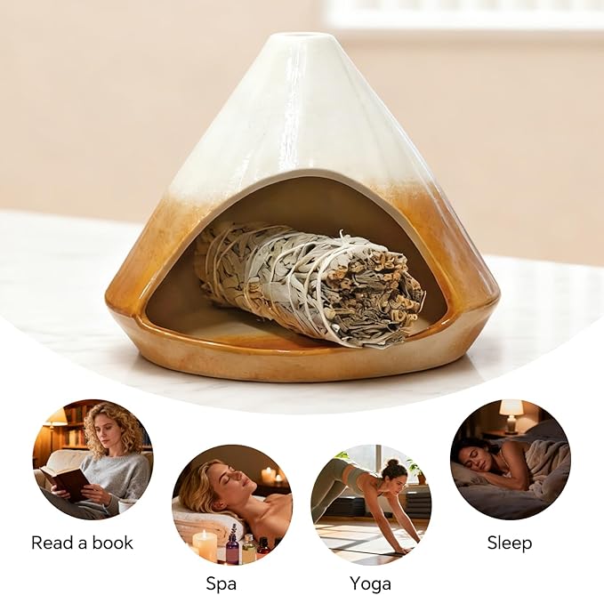 Palo Santo Holder， Incense Holder, Mini Chimney Incense Burner, Suitable for Palo Santo Sticks, Cone Incense, Candles, and Sage Smudging， an Ideal Choice for Yoga Meditation and Altar Decoration